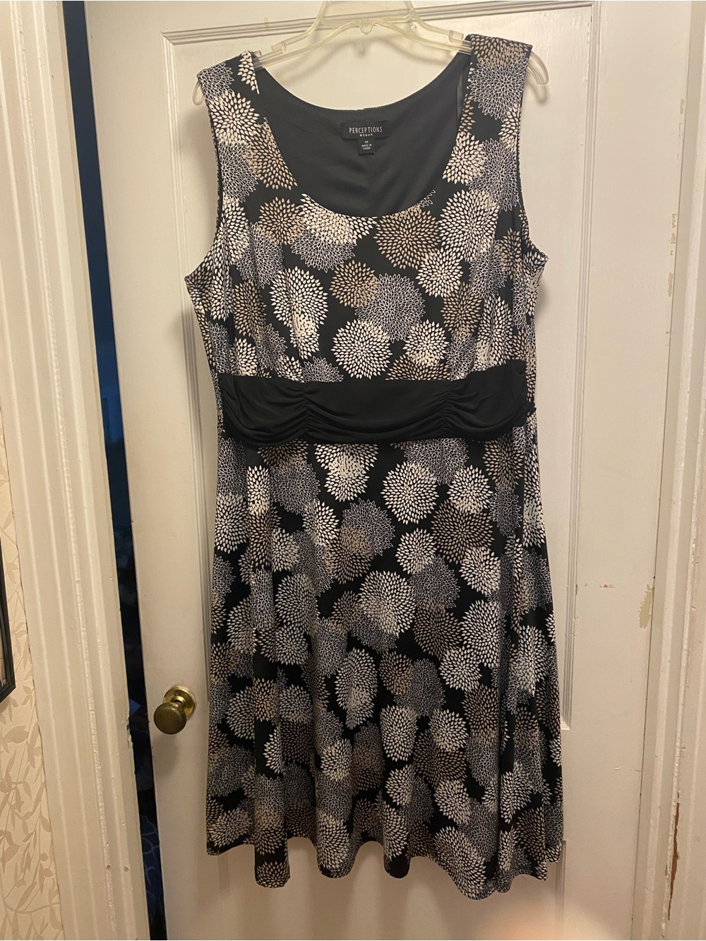Perceptions Black and Ivory Floral Midi Dress